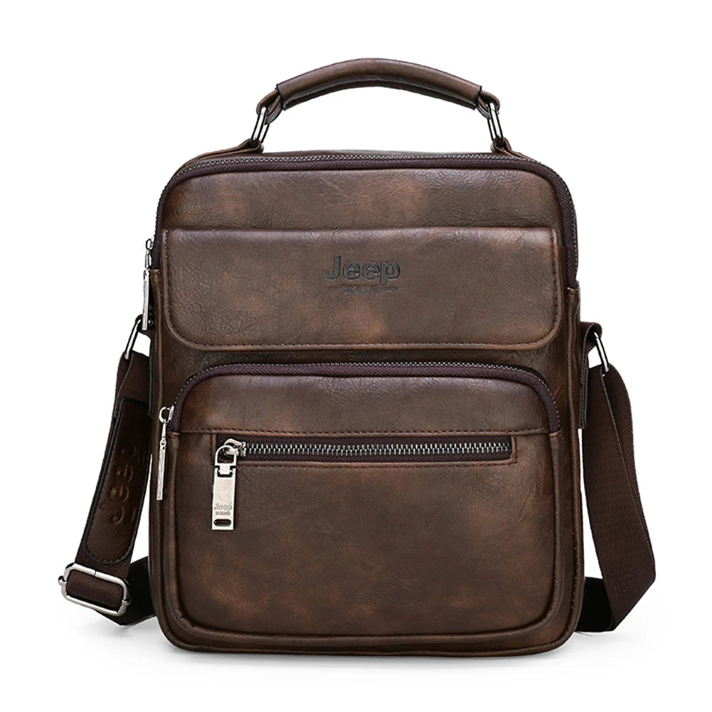 Borsa Uomo JEEP BULUO in Pelle – Grande Capacità, Tracolla Crossbody, Adatta per iPad 9,7" – Business e Casual