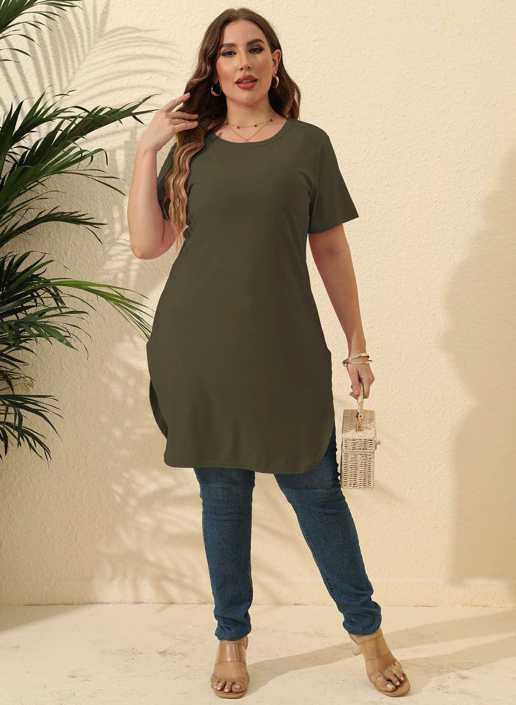 2024 Loose Oversized Women Clothing Skirts Summer Short Sleeve Plain Casual T-Shirt Knee Length Plus Size  Womens Tshirt Dress