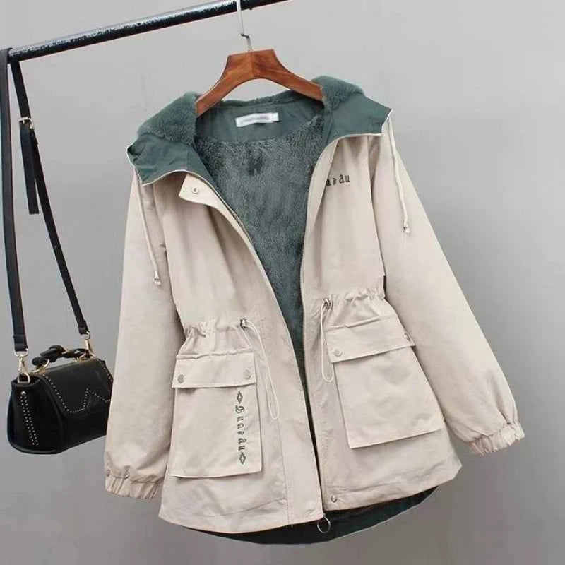 Women Winter Parkas Jacket 2024 New Add Velvet Thick Warm Outwear All-match Casual Short Loose Windbreaker Female Hooded Coat C