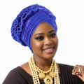 New Fashion African Auto Gele Headties Muslim Glitter Ruffled Turban Hijab Bonnet Nigerian Wedding Festival Baotou Hat for Woman