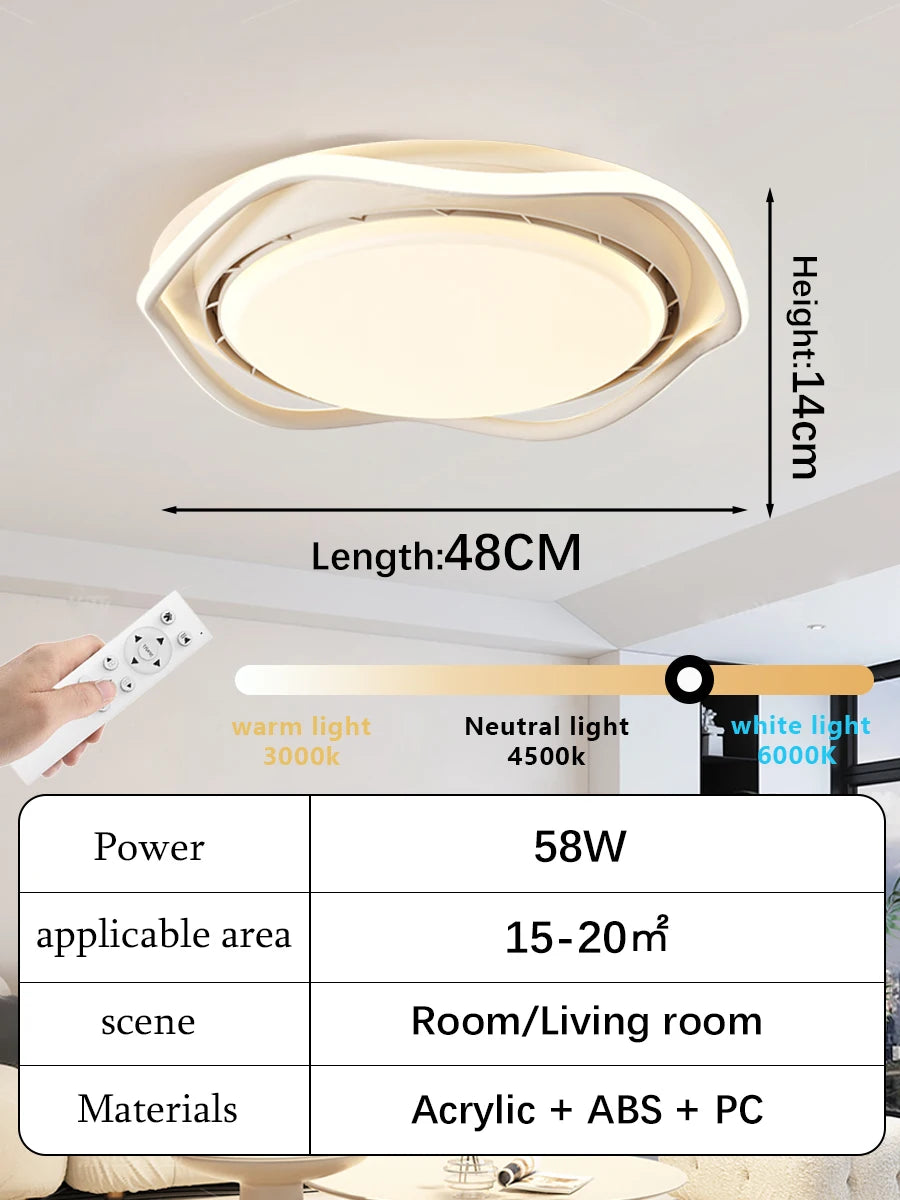 2025 New Smart Silent LED Ceiling Fan Light: Modern Minimalist Round Design, for Bedroom (Bladeless)