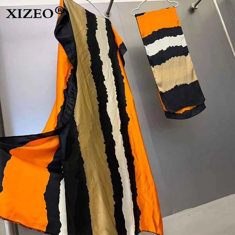 XIZEO muslim african dresses for woman dubai abaya Crew Neck Wave dot print Kaftan Dress, Elegant Maxi Length Dress, maxi dress