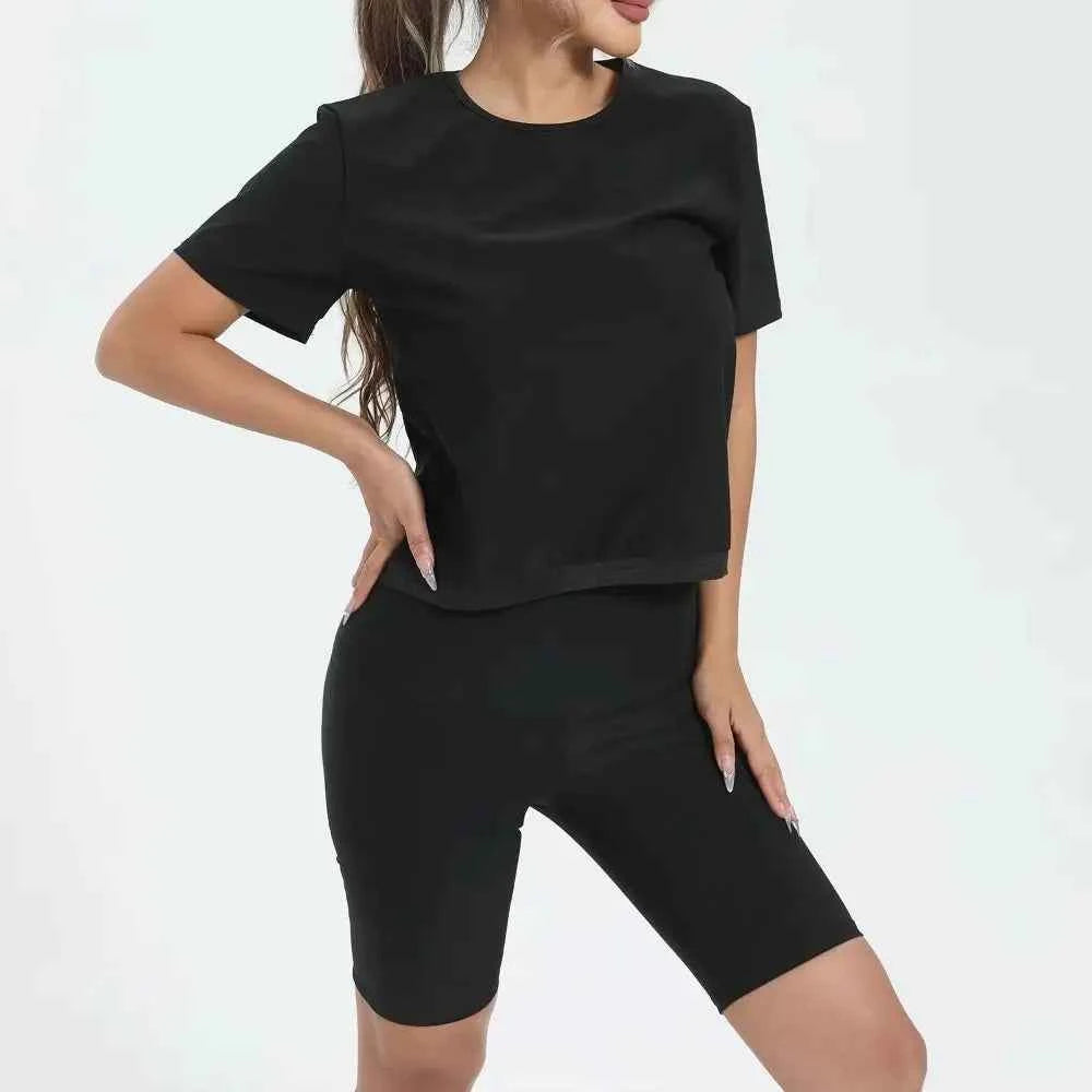 Sweat-resistant Sweat Short Sleeve Fat Burning Compression Fit Sauna Sweat Shirt Versatile Elastic Shapewear Top Yoga