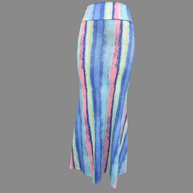 African Floral Long Skirts For Women 2025 New Summer Flower Print Women Plus Size Ladies Jupe Sexy Knit Hip Skirt Beach Saia 3XL