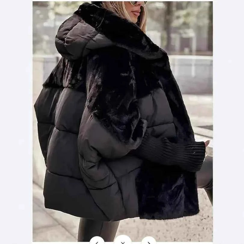 New Cappotto Donna Bovenkleding Winter Warm Cotton Jacket Women Versatile Hooded Plush Button Single Breasted Solid Color Jacket