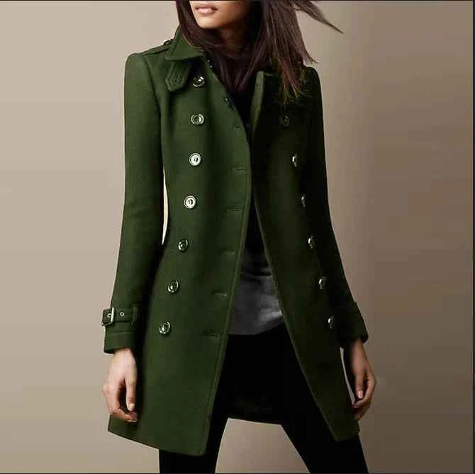 Women Autumn Winter Fashion Casual Coat Long Sleeve Trench Double Breasted Button Coat Warm Outwear abrigos de mujer