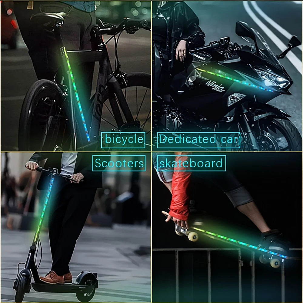 Strisce LED di Sicurezza per Scooter e Biciclette – Luci Notturne a Batteria per Visibilità e Stile