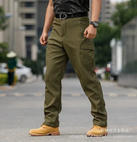 Men's Tactical Training Jacket Outdoor Camouflage Fleece Lined Soft Shell Windproof Waterproof Breathable Hiking Climbing Cam...