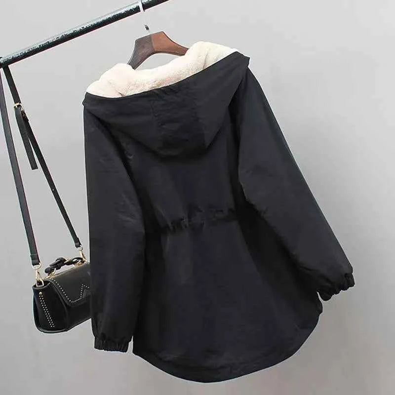 Women Winter Parkas Jacket 2024 New Add Velvet Thick Warm Outwear All-match Casual Short Loose Windbreaker Female Hooded Coat C