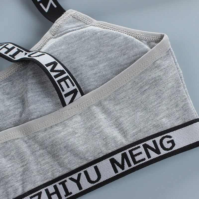 Young Children Girls Bra Cotton Underwear For Puberty Letter Girls Developmental Underwear Cross Bra Kids Vest Teenage Camisoles