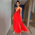 Sexy backless slip Sequin corset maxi summer dress women mesh long bodycon red Christmas party dress bridesmaid evening dresses