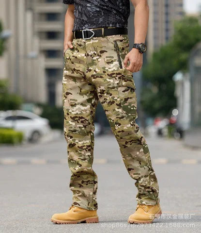 Men's Tactical Training Jacket Outdoor Camouflage Fleece Lined Soft Shell Windproof Waterproof Breathable Hiking Climbing Cam...