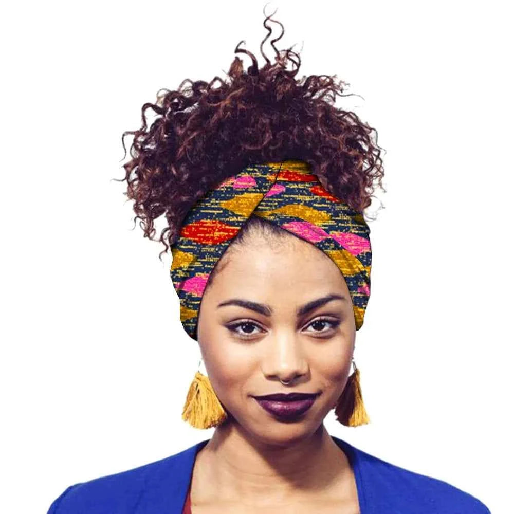 African Print Headbands For Women Designer Bandage With Tassel Earrings Dangle Cotton Wax Hair Bandanas For Women Headband Set