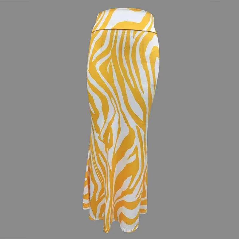 African Floral Long Skirts For Women 2025 New Summer Flower Print Women Plus Size Ladies Jupe Sexy Knit Hip Skirt Beach Saia 3XL