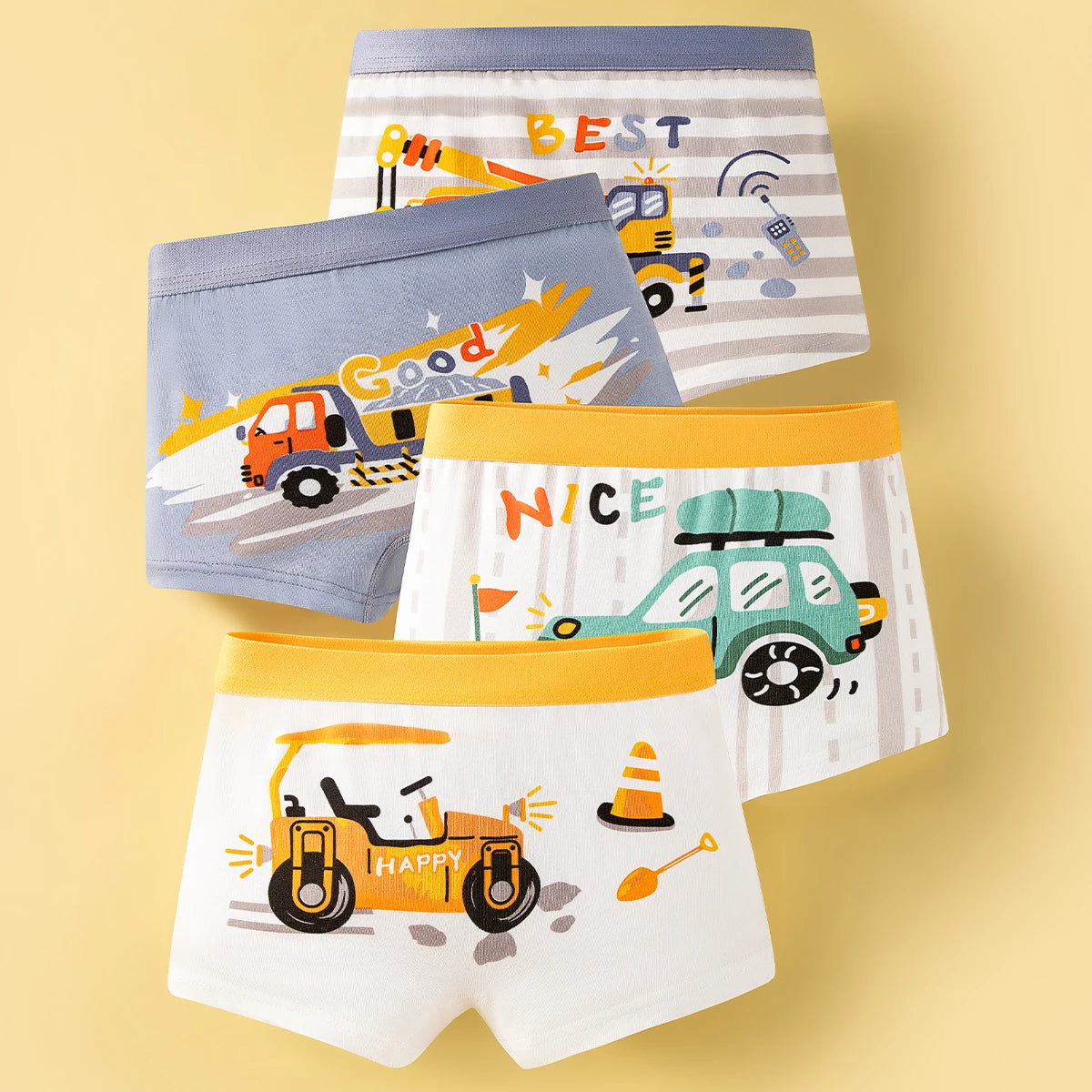 Kids Boxer Underwear Cotton Cute Cartoon Vehicle Children Shorts Panda Simple Pattern Underpants Soft Boy Panties 3-12 Years Old