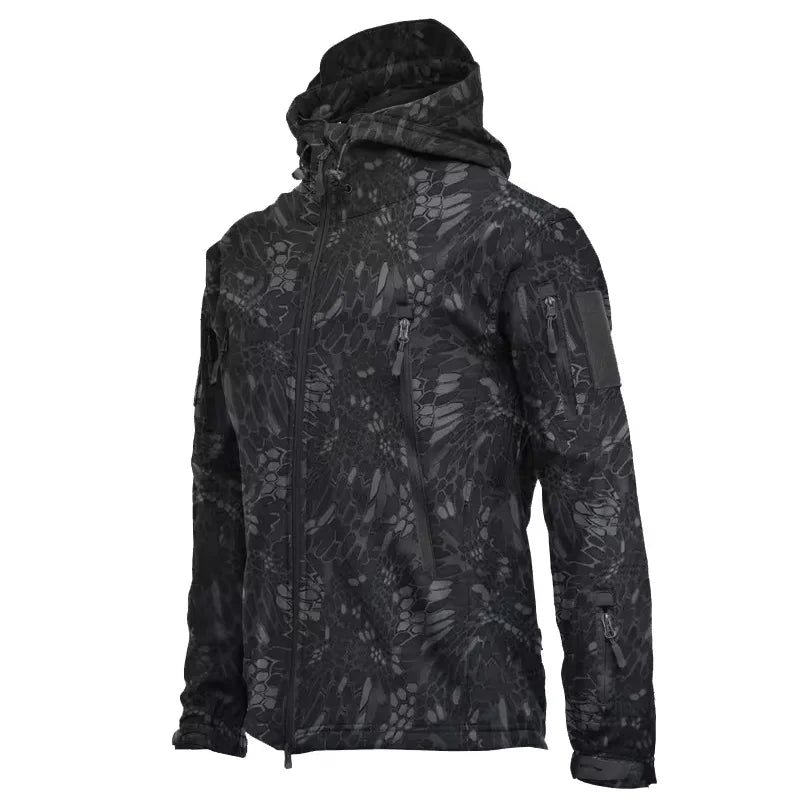 Giacca Tattica Soft Shell Shark Skin da Uomo – Impermeabile, Antivento e con Cappuccio