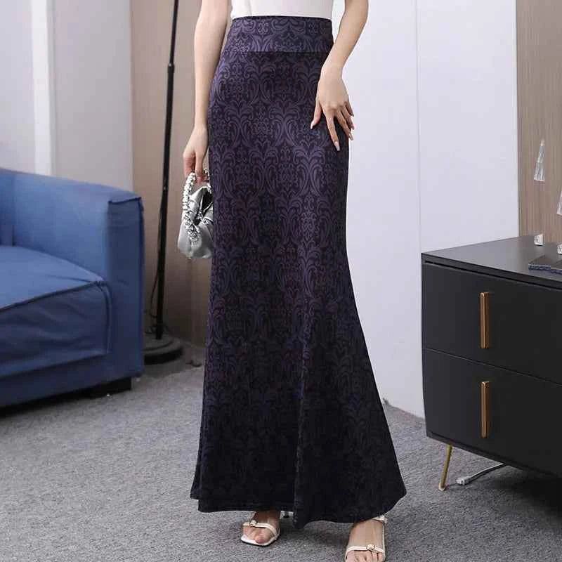 African Floral Long Skirts For Women 2025 New Summer Flower Print Women Plus Size Ladies Jupe Sexy Knit Hip Skirt Beach Saia 3XL