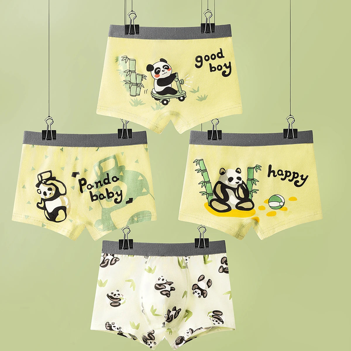 Kids Boxer Underwear Cotton Cute Cartoon Vehicle Children Shorts Panda Simple Pattern Underpants Soft Boy Panties 3-12 Years Old