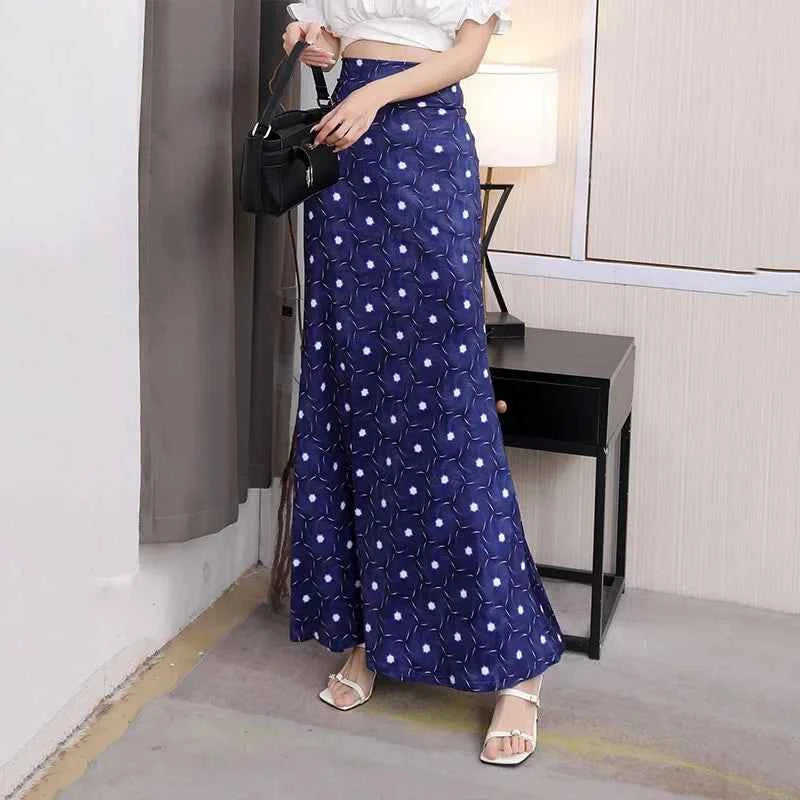 African Floral Long Skirts For Women 2025 New Summer Flower Print Women Plus Size Ladies Jupe Sexy Knit Hip Skirt Beach Saia 3XL