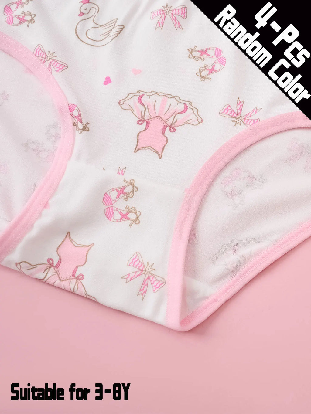 4-Pack Kids' Comfortable Breathable Skin-Friendly Cartoon Patterned Triangle Underwear for Ages 3-8