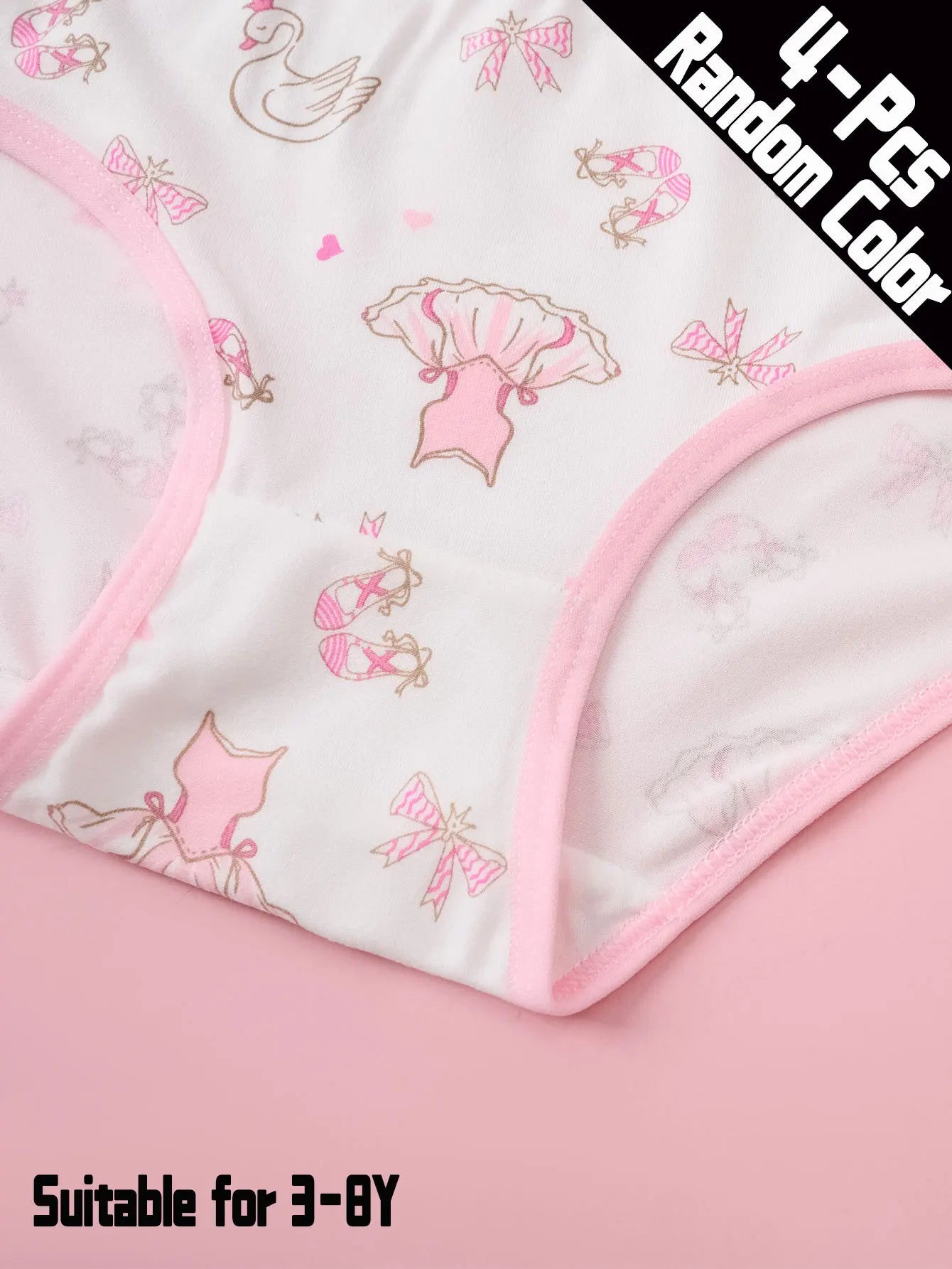 4-Pack Kids' Comfortable Breathable Skin-Friendly Cartoon Patterned Triangle Underwear for Ages 3-8