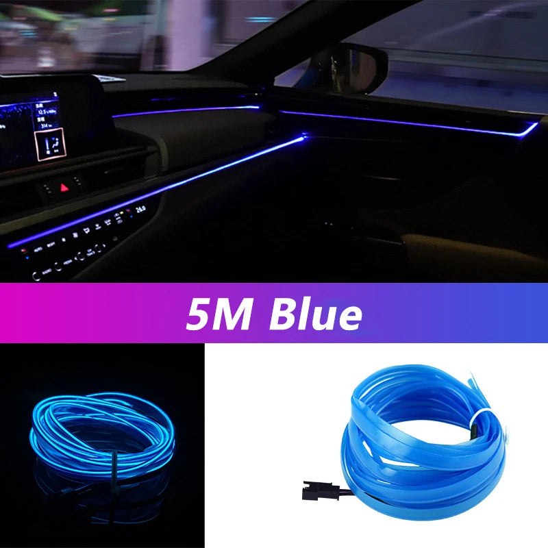 Striscia LED Interni Auto 5M – Neon EL Flessibile per Decorazione e Atmosfera