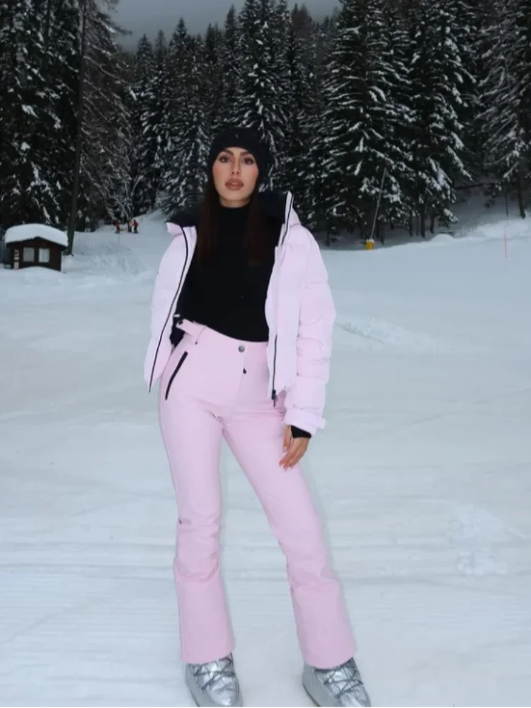 Chic Winter Warm Ski Wear Suits For Women Windproof Waterproof Hooded Park Coat Warm Pants 2026 New Lady Snow Sportwears