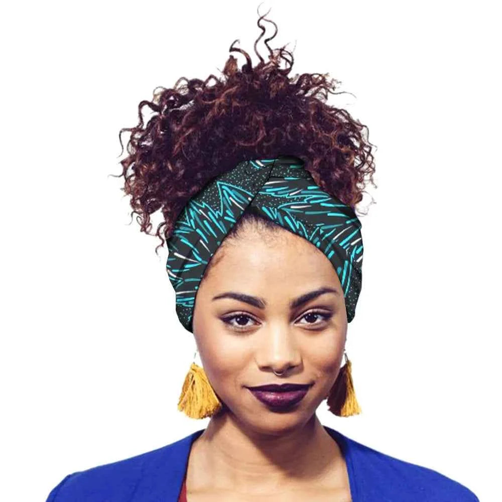 African Print Headbands For Women Designer Bandage With Tassel Earrings Dangle Cotton Wax Hair Bandanas For Women Headband Set