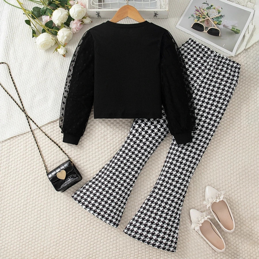 Set Bambina 2 Pezzi - Camicia Maniche Lunghe e Pantaloni Primavera Autunno