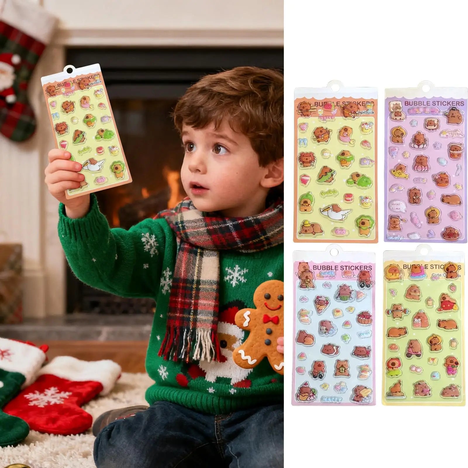 Kids Stickers Cartoon Capybara Adhesive Decals 3D Cartoon Puff Stickers for Laptops Phone Case Party Birthday Classroom Activity