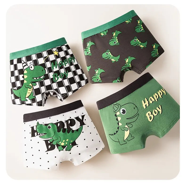 Kids Boxer Underwear Cotton Cute Cartoon Vehicle Children Shorts Panda Simple Pattern Underpants Soft Boy Panties 3-12 Years Old