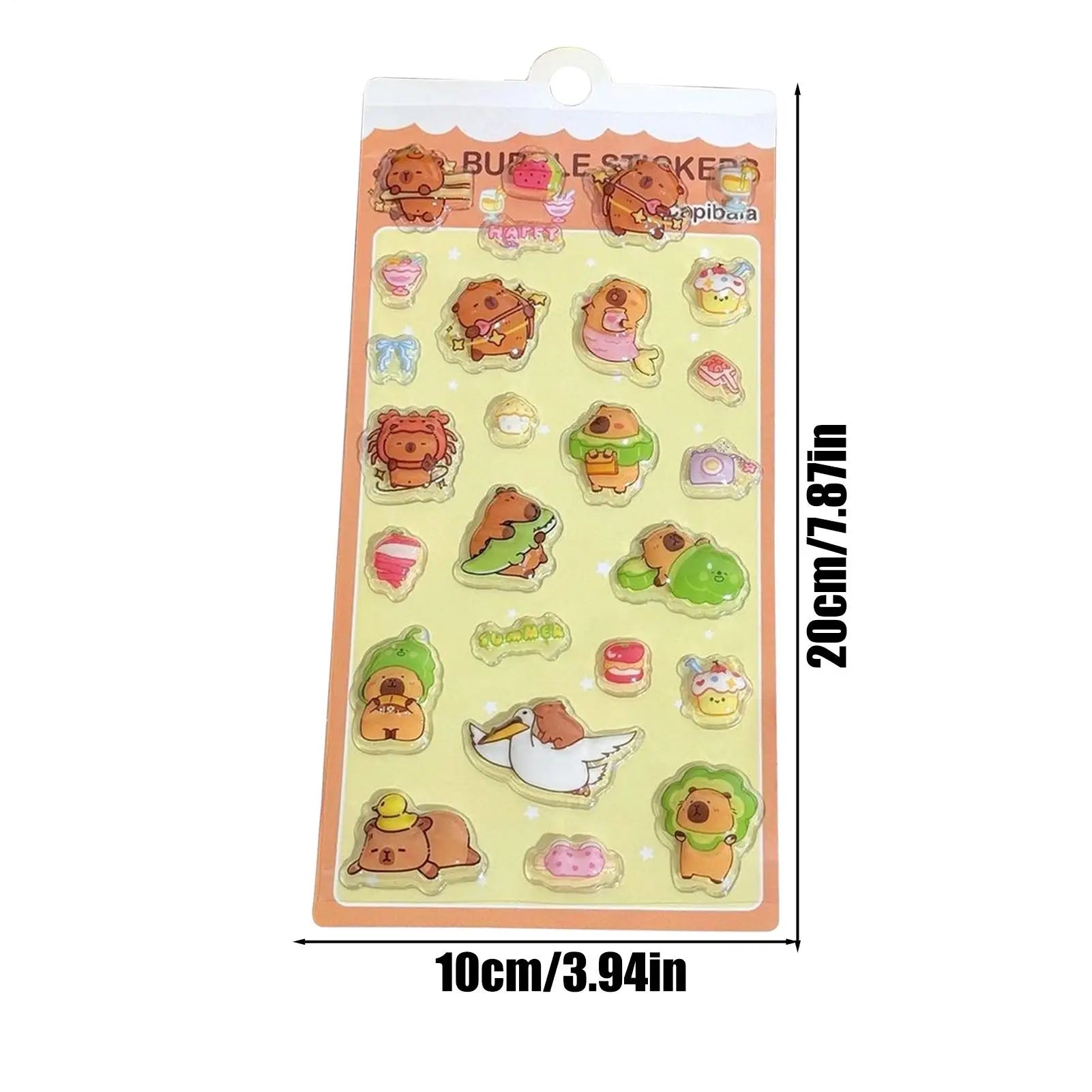 Kids Stickers Cartoon Capybara Adhesive Decals 3D Cartoon Puff Stickers for Laptops Phone Case Party Birthday Classroom Activity