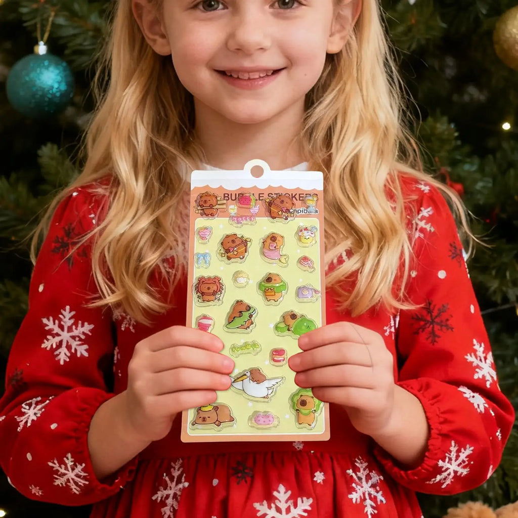 Kids Stickers Cartoon Capybara Adhesive Decals 3D Cartoon Puff Stickers for Laptops Phone Case Party Birthday Classroom Activity