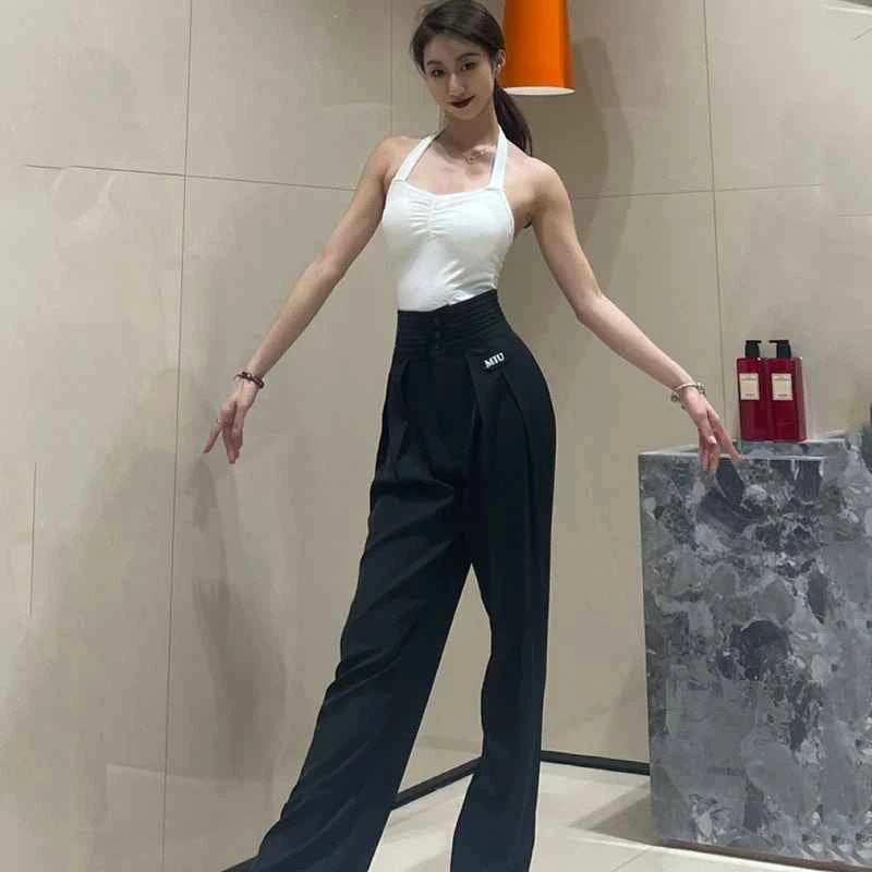 New Latin Dance Pants For Women Modern Dance Pants Button Trousers Chacha Rumba Tango Dress Latin Performance Clothes DN14203