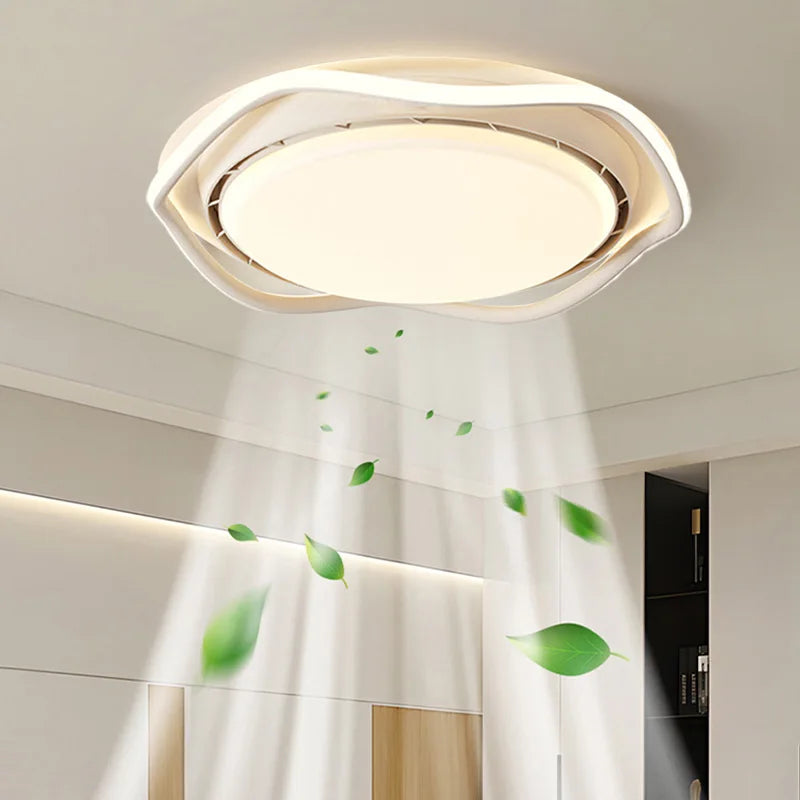 2025 New Smart Silent LED Ceiling Fan Light: Modern Minimalist Round Design, for Bedroom (Bladeless)
