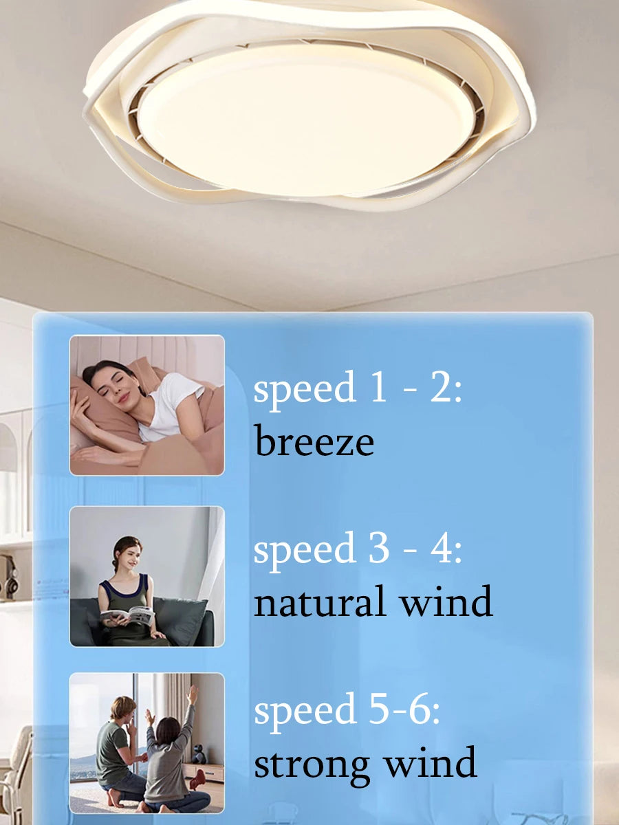 2025 New Smart Silent LED Ceiling Fan Light: Modern Minimalist Round Design, for Bedroom (Bladeless)