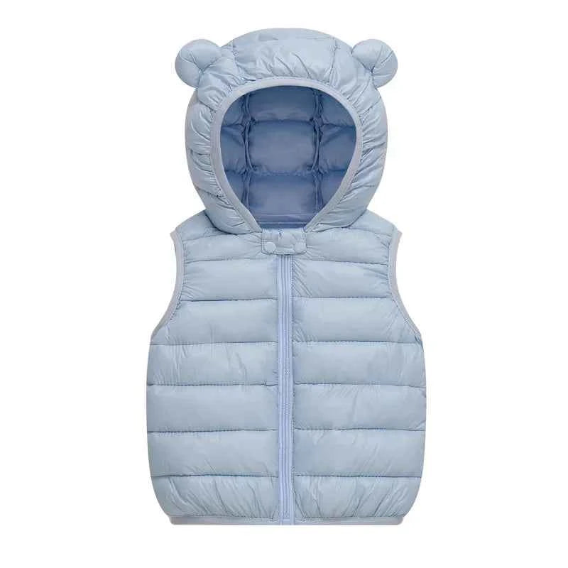 Children's clothing 2025 new animal cartoon down cotton hooded printed vest candy color light and thin coat for children
