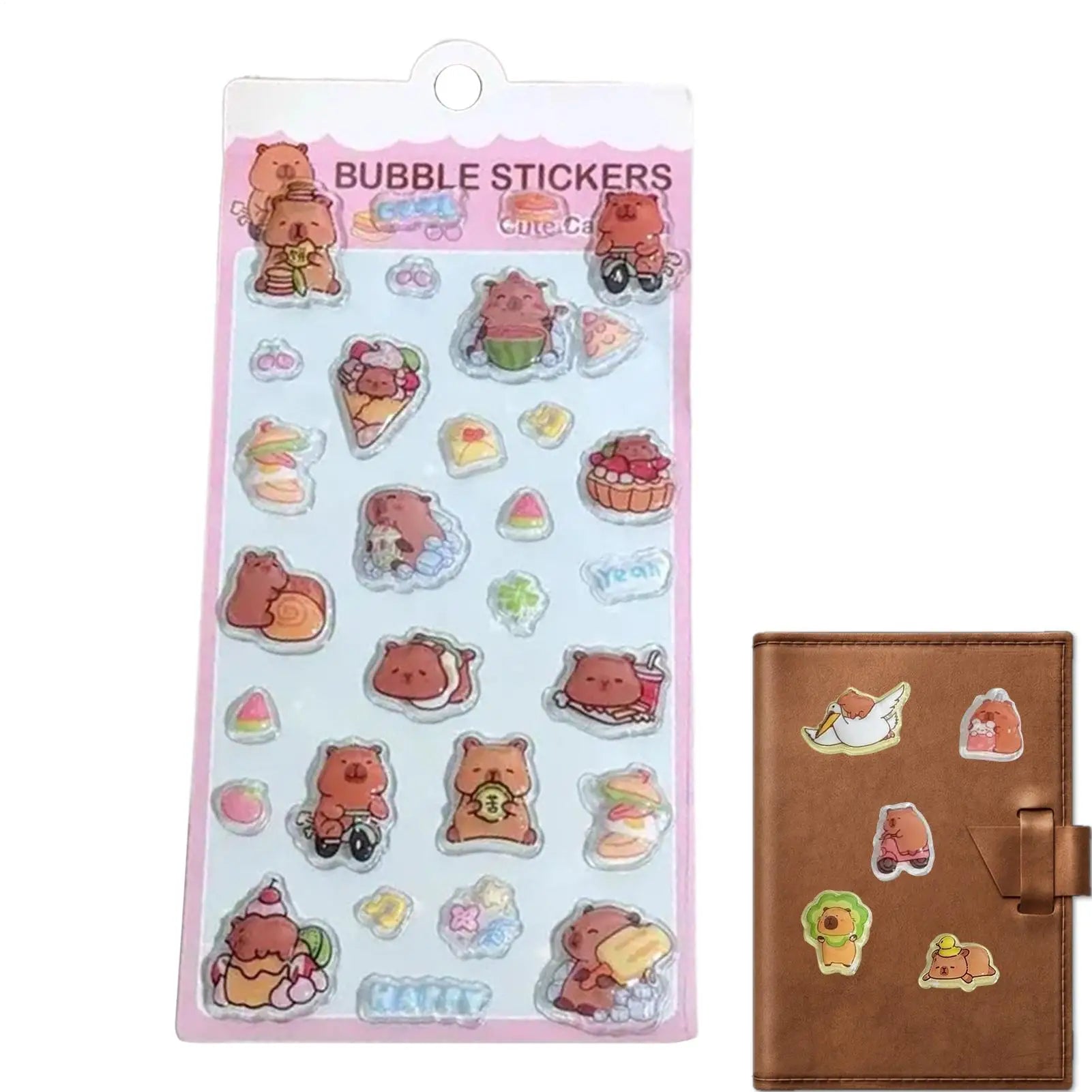 Kids Stickers Cartoon Capybara Adhesive Decals 3D Cartoon Puff Stickers for Laptops Phone Case Party Birthday Classroom Activity