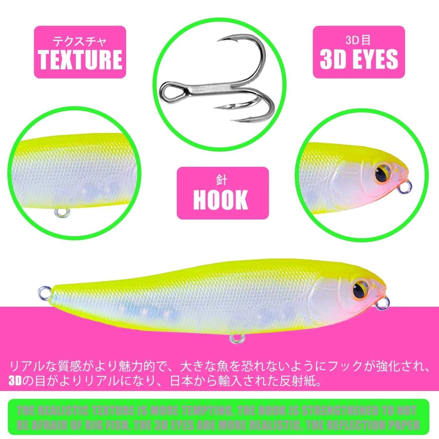 Pencil Fishing Lure Isca Artififcial Weights 8g 75mm Floating Pesca Bait Wobblers Peche A La Carp Fish Tackle Leurre Accessories