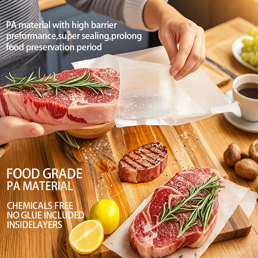 1 Rolls Vacuum Bags For Food, 500cm Per Roll,Reusable, BPA-free,Food Vacuum Sealer Bags For Vac Storage Meal Prep Sous Vide