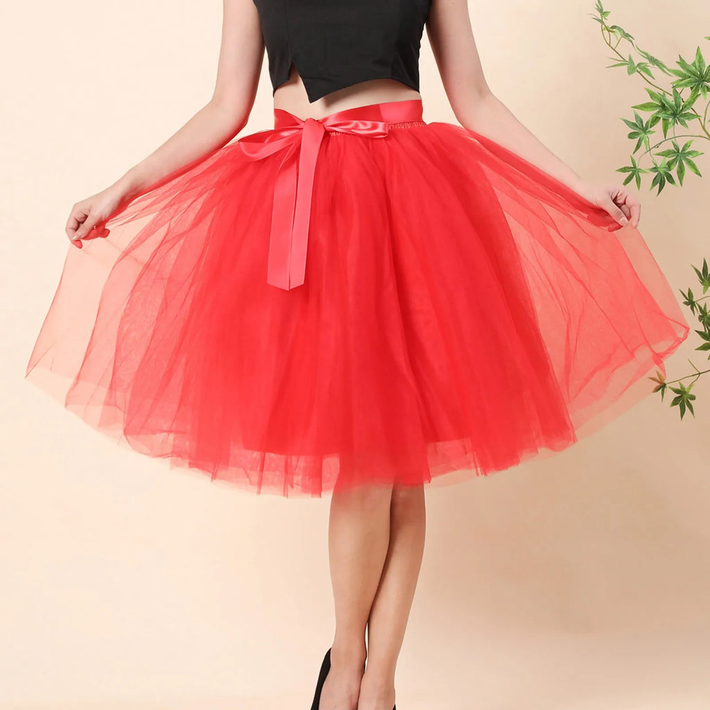 Skirts Pants Carnevale New Women Tulle Skirts Knee Length Long Adult Tutu Layered Short Prom Party Midi Skirt Made by Skirt