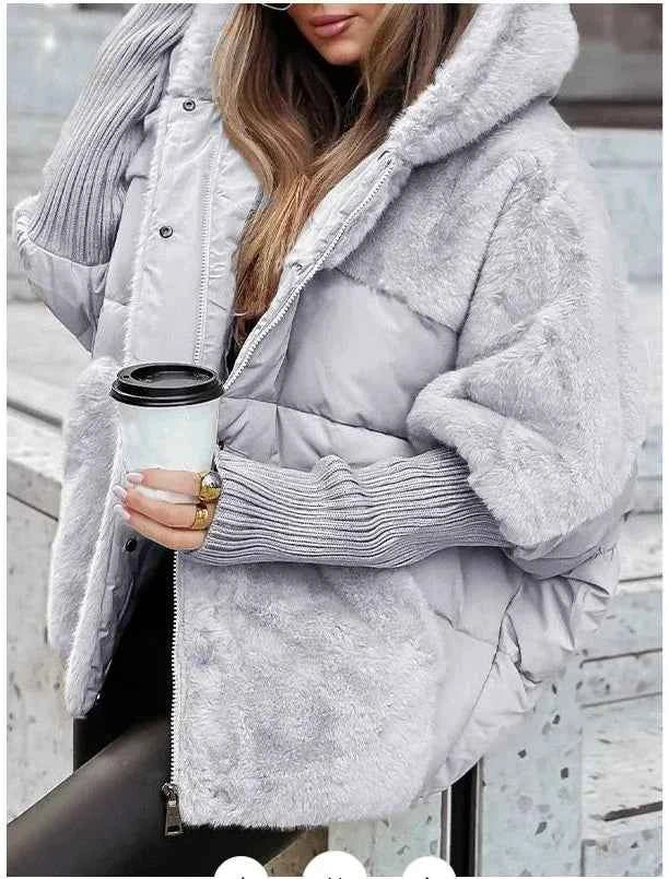 New Cappotto Donna Bovenkleding Winter Warm Cotton Jacket Women Versatile Hooded Plush Button Single Breasted Solid Color Jacket