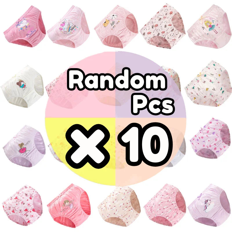 5/10 Pieces Comfy Children's Girls Panties Cotton Soft Pretty Cartoon Rainbow Child Underwear for Girls Kids Briefs Breathable