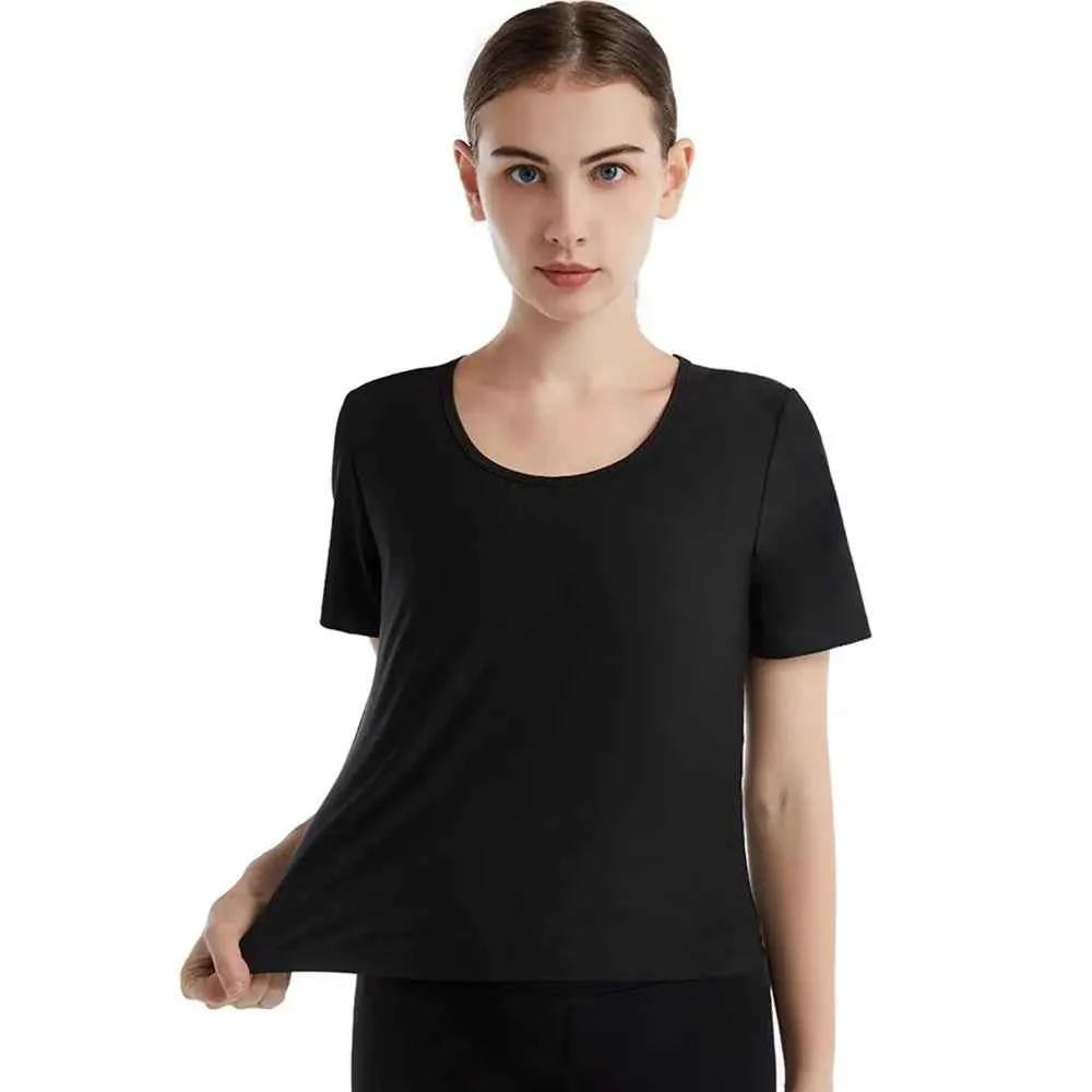 Sweat-resistant Sweat Short Sleeve Fat Burning Compression Fit Sauna Sweat Shirt Versatile Elastic Shapewear Top Yoga