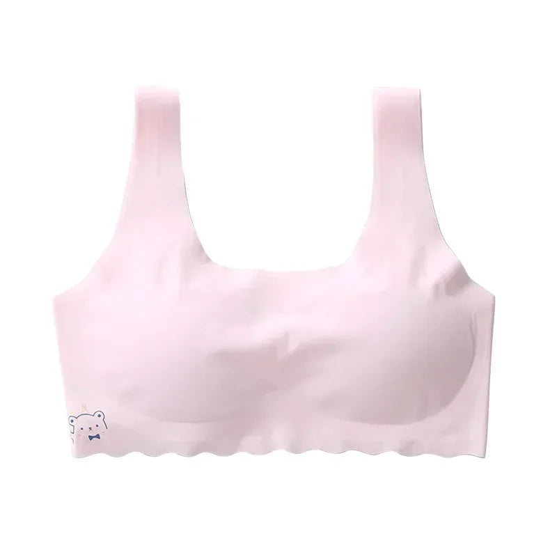 2024 Summer New Girl Development Period Seamless Children's Tube  Underwear  Vest White/Pink 1 PCS a Lot