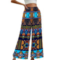 Women's Summer Wide Leg Pants African High Wasited Baggy Palazzo Pants Casual Bell Bottom Elastic Waist Pants