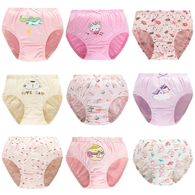 5/10 Pieces Comfy Children's Girls Panties Cotton Soft Pretty Cartoon Rainbow Child Underwear for Girls Kids Briefs Breathable