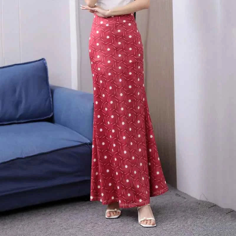 African Floral Long Skirts For Women 2025 New Summer Flower Print Women Plus Size Ladies Jupe Sexy Knit Hip Skirt Beach Saia 3XL