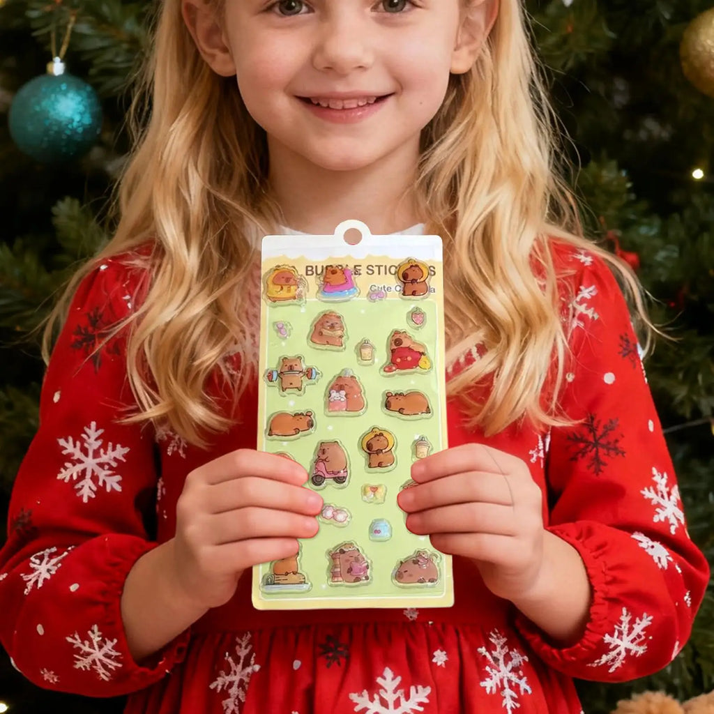 Kids Stickers Cartoon Capybara Adhesive Decals 3D Cartoon Puff Stickers for Laptops Phone Case Party Birthday Classroom Activity