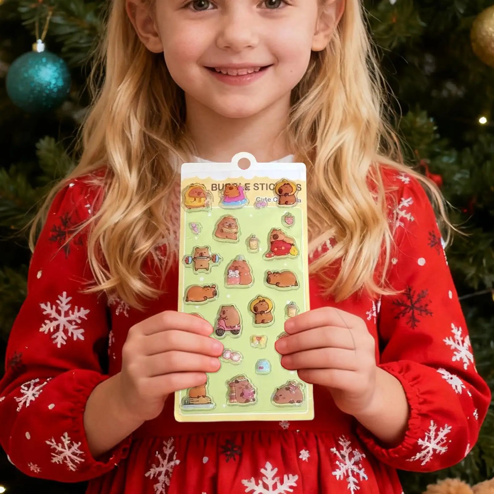 Kids Stickers Cartoon Capybara Adhesive Decals 3D Cartoon Puff Stickers for Laptops Phone Case Party Birthday Classroom Activity